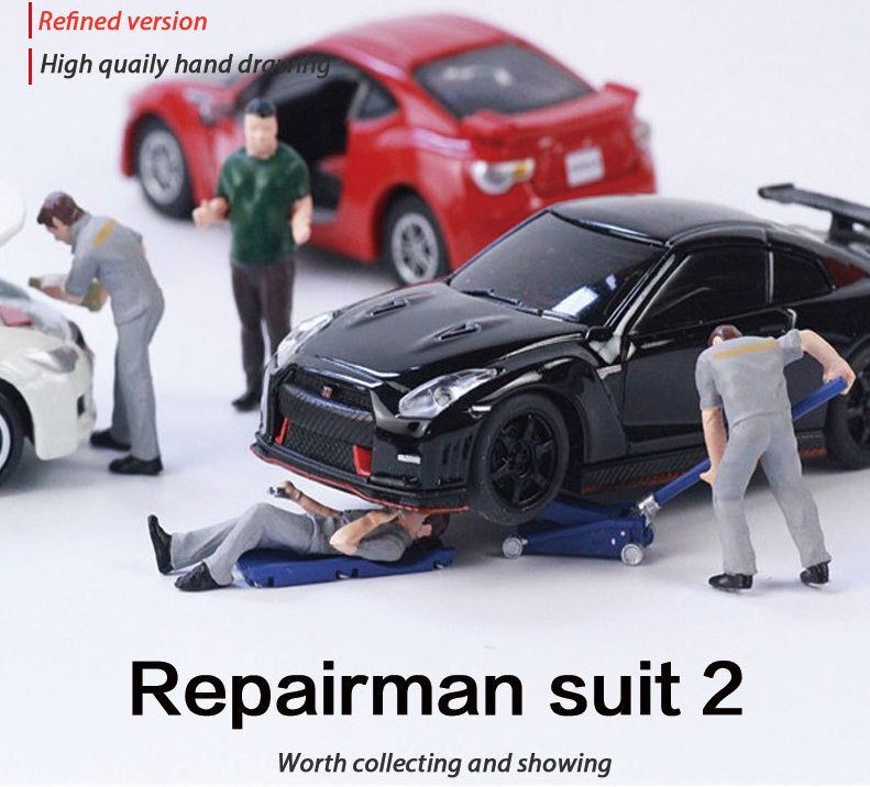 1:64 Painted Figure Mini Model Miniature Resin Diorama Toy Car Garage Repairman