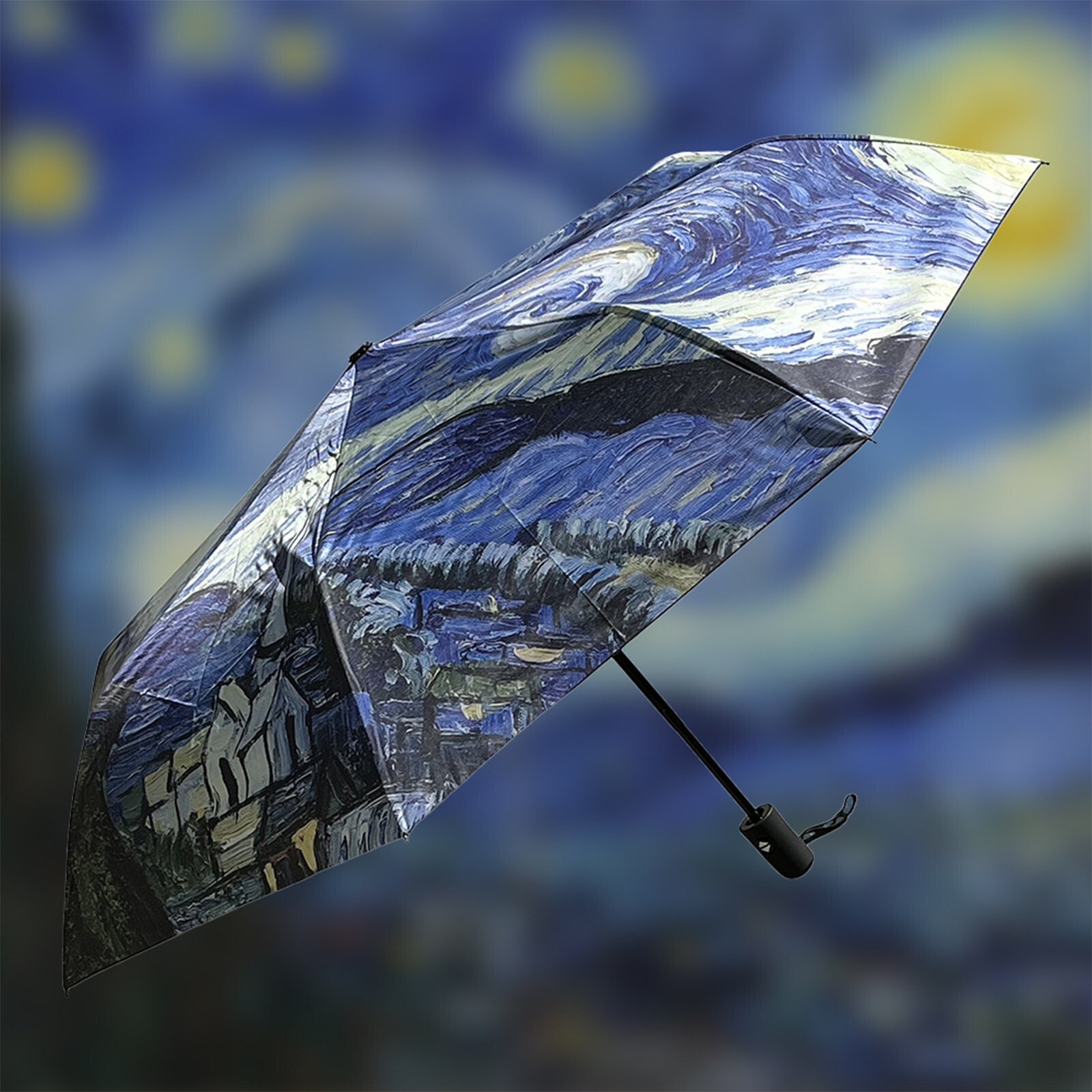 ENAPY Automatic Folding Rain Umbrella with UV Protection -The Starry Night Print