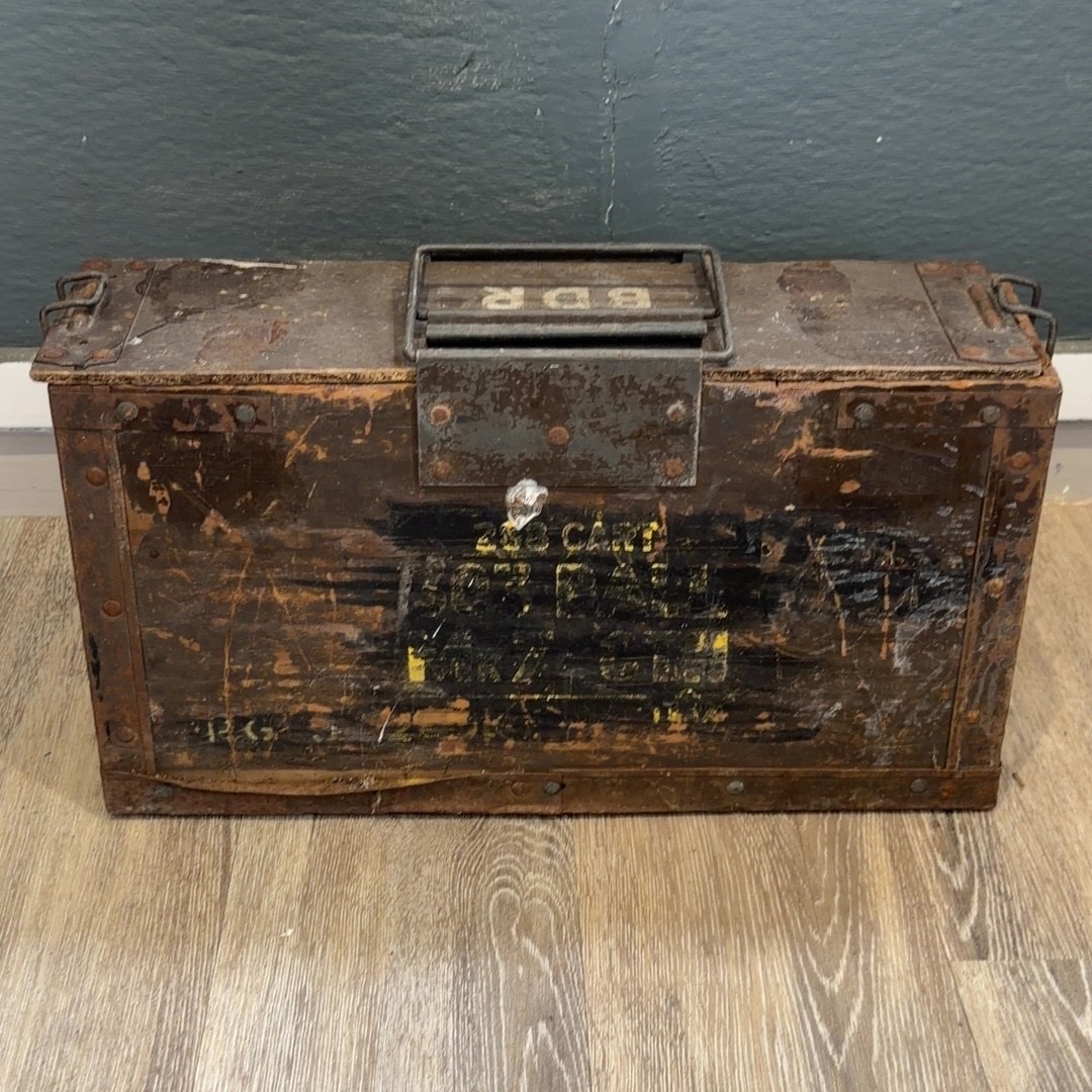 Vintage British Military .303 Ammo Box Wooden Crate Army Trunk Chest Militaria