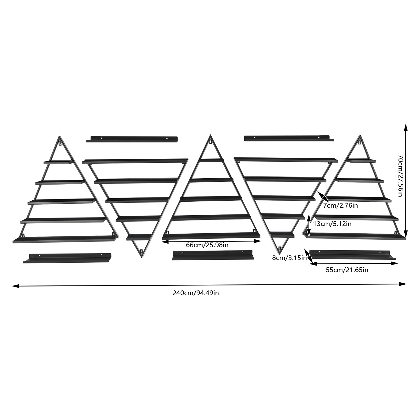 10PCS Triangular Nail Polish Racks, Wall-mounted Nail Polish Racks, 5-tier