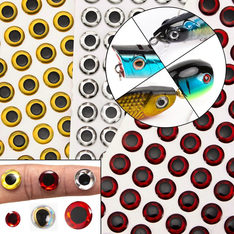 3D Fishing Lure Eyes Fish Eyes Artificial Fish Eyes DIY Eyes Sticker 3-6mm 100Pc