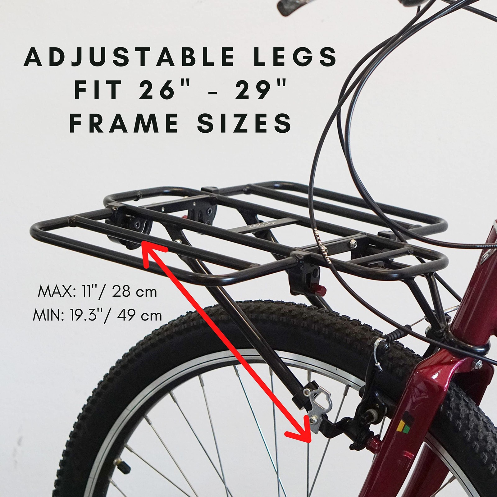 Expandable Bike Front Rack – Wide Pizza Rack Flatbed Platform with Foldable W...