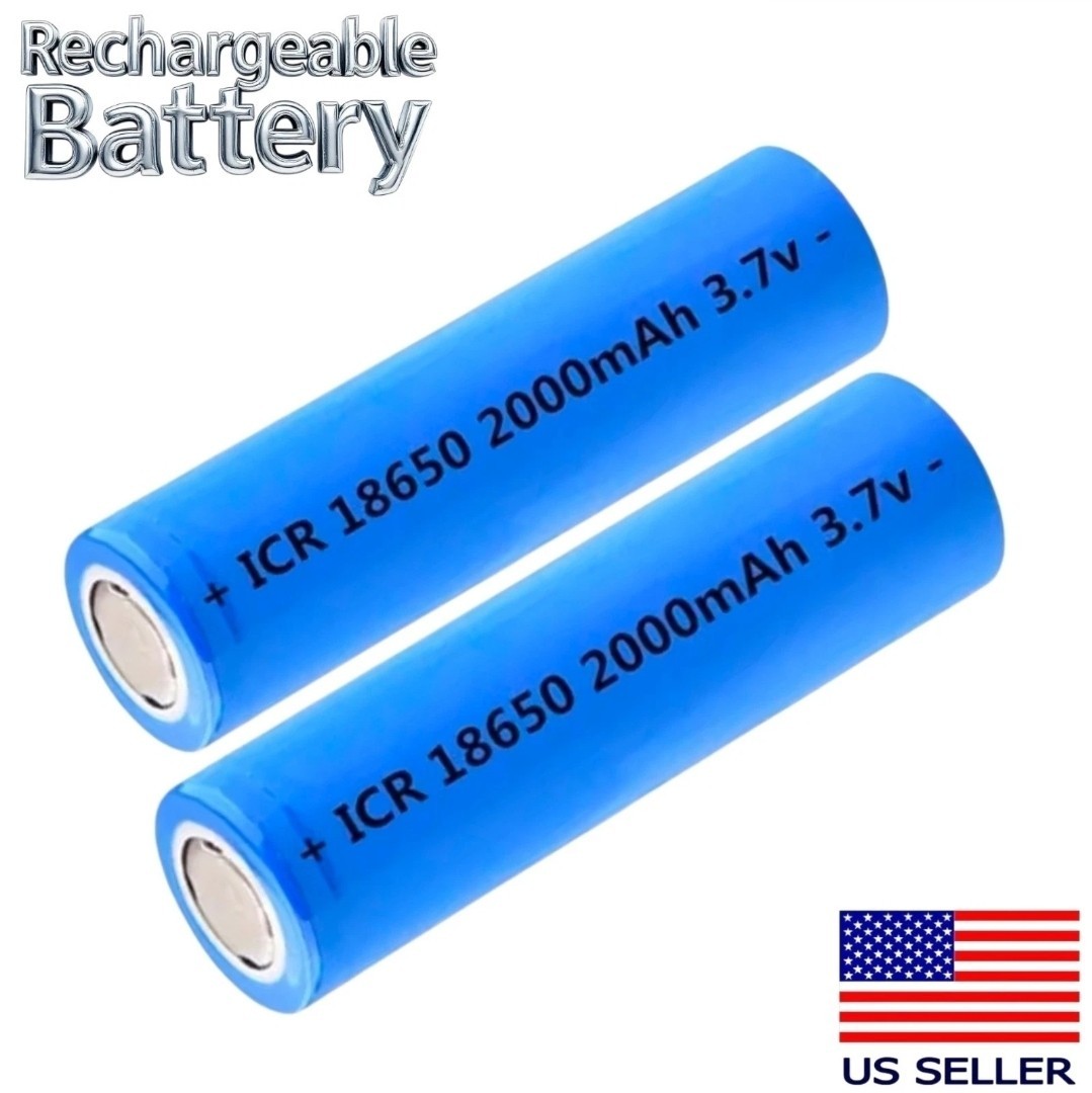 18x650 Rechargeable Battery 3.7v 2000mah Capacity High Quality Flat Top Battery