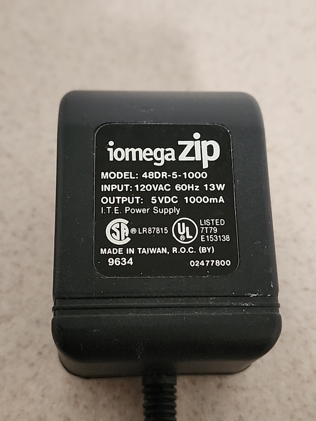 External Zip Drive Power Supply 5V 1000mA AC Adapter 48DR-5-1000 OEM Iomega Zip