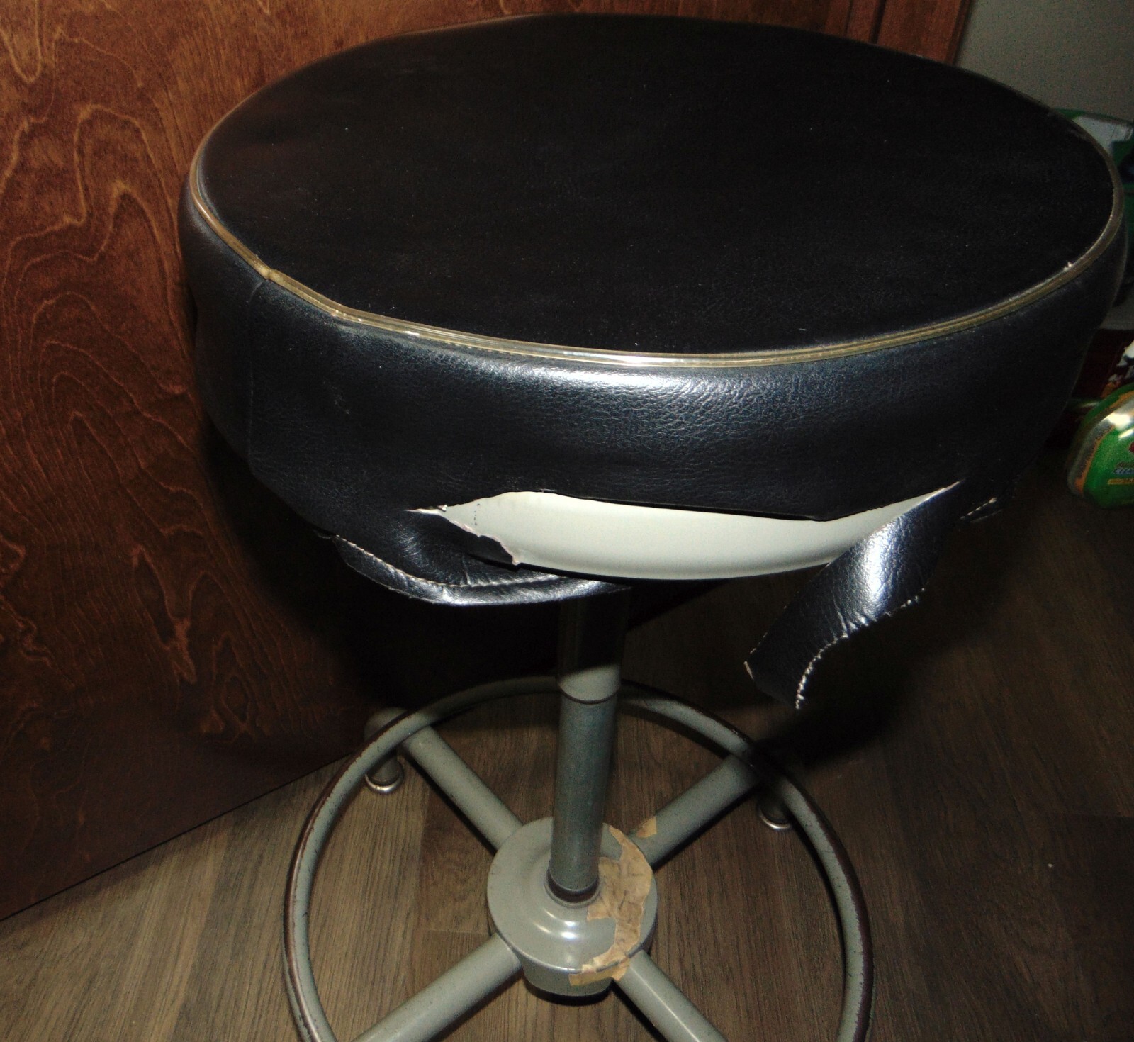 Vintage Adjusto Adjustable Steel Drafting Drafter Swivel Counter Stool W Cushion