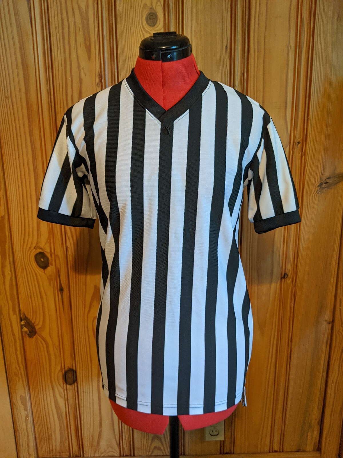 Rawlings Referee Black White Stripe Shirt Jersey Adult Small Knit Costume A