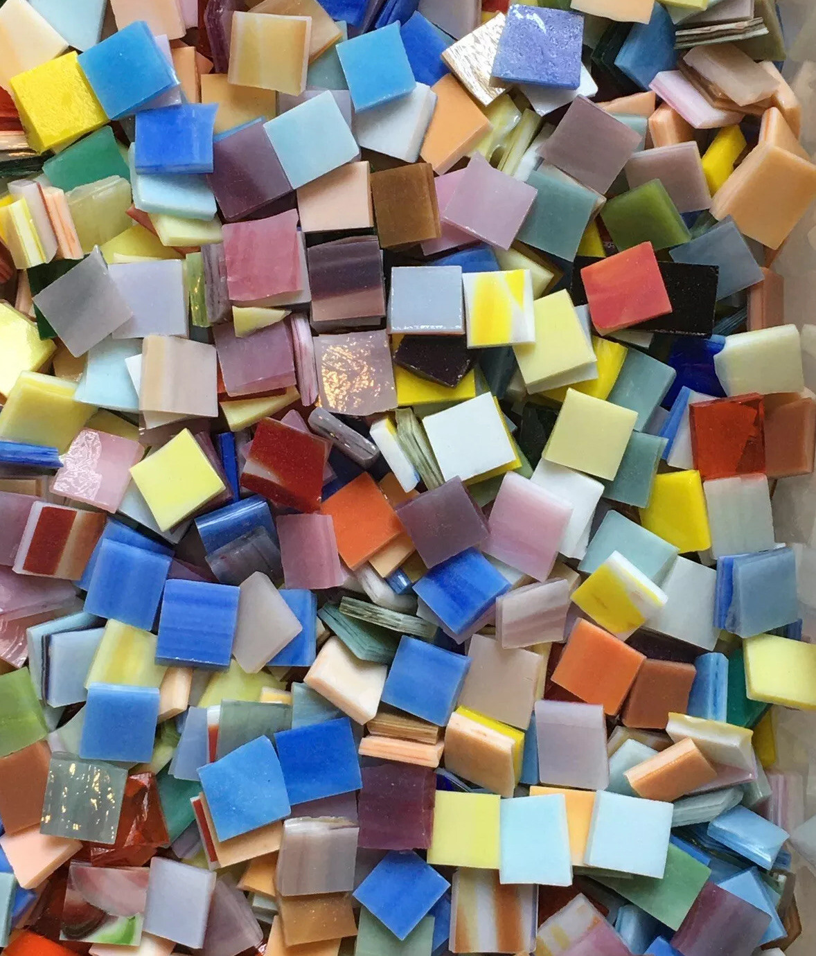 300 MOSAIC STAINED GLASS TILE SPECTRUM 1/2” HANDCUT MIX SUMMER COLORS USA SELLER