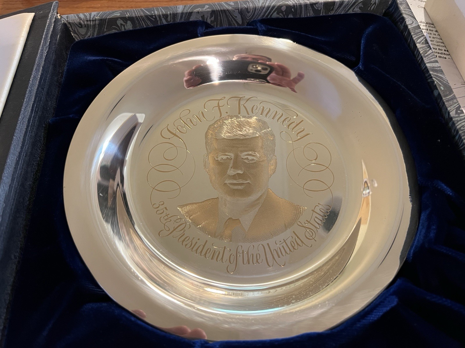 JFK presidential sivler plate