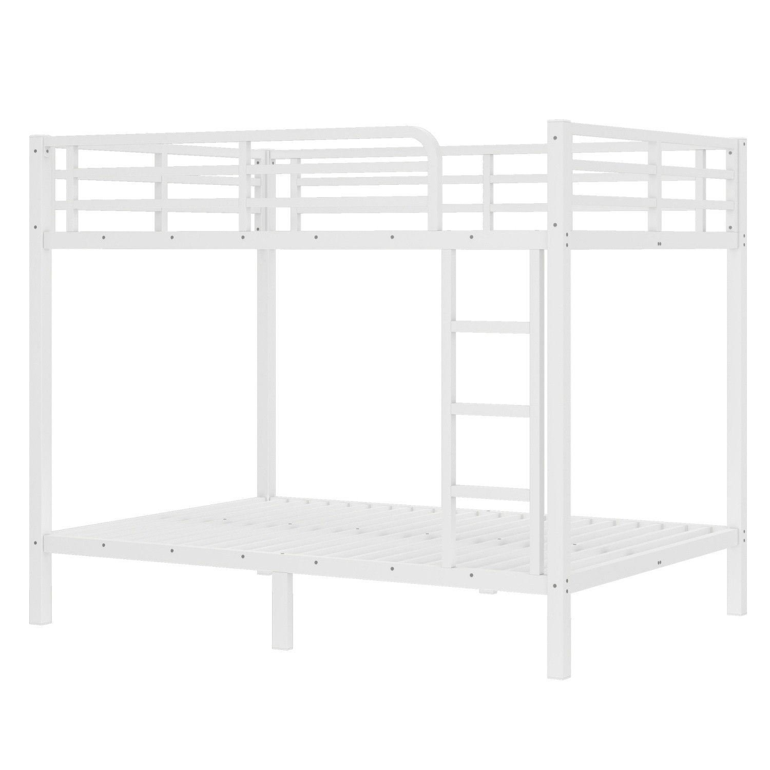 Full Over Full Metal Bunk Bed Full Size Metal Bed Frame with Ladder White/Black