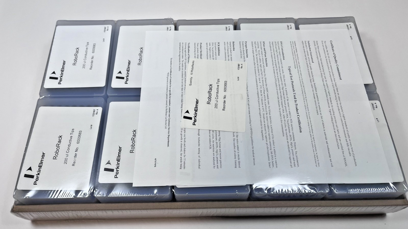 PerkinElmer RoboRack 200ul Conductive Tips 6000683, 10 Case Sealed Box - NEW