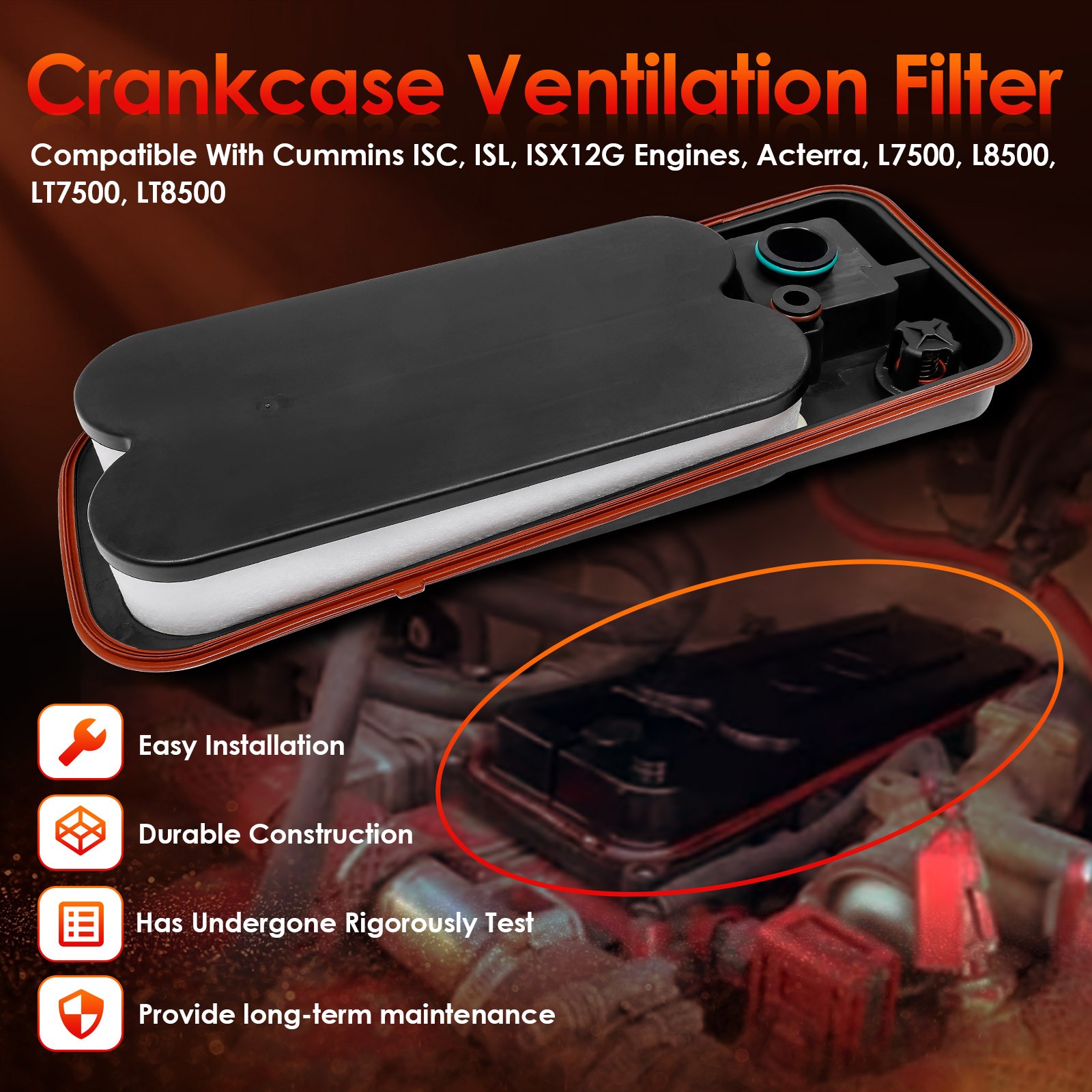 CV50628 Crankcase Ventilation Filter For Fleetguard Cummins Engine 08-10 Acterra