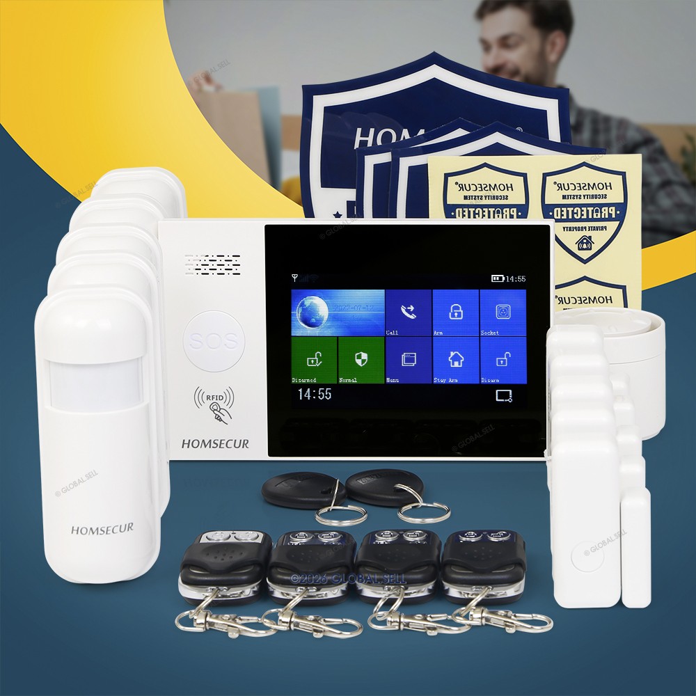 HOMSECUR Wireless WIFI 4G GSM LCD Home House Alarm System