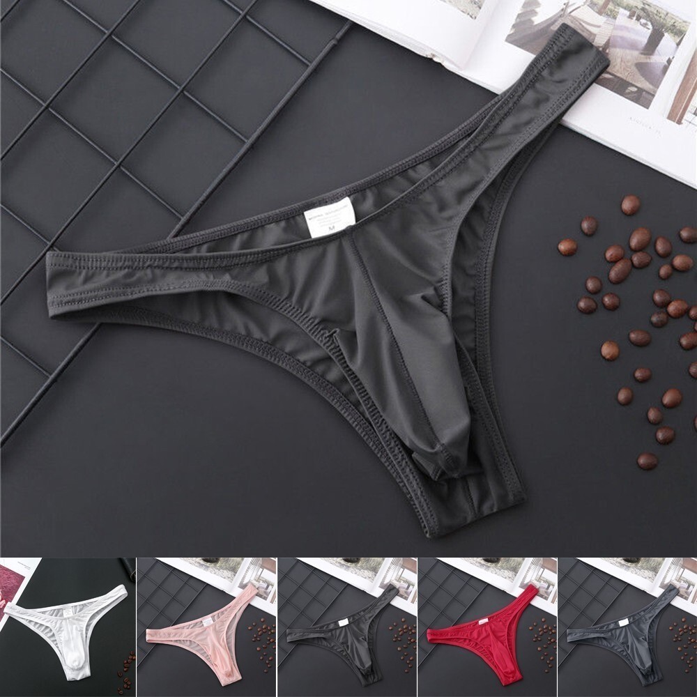 Men Breathable Thong Ultra-Soft Low-rise Bikini G-String Briefs Pouch Underwear