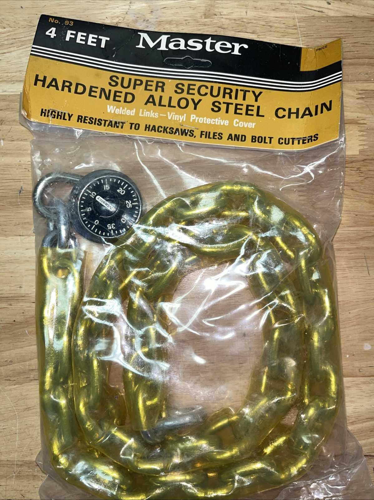 Master Lock 4’ Super Security Hardened Alloy Steel Chain W/Combo Lock No. 93 NEW