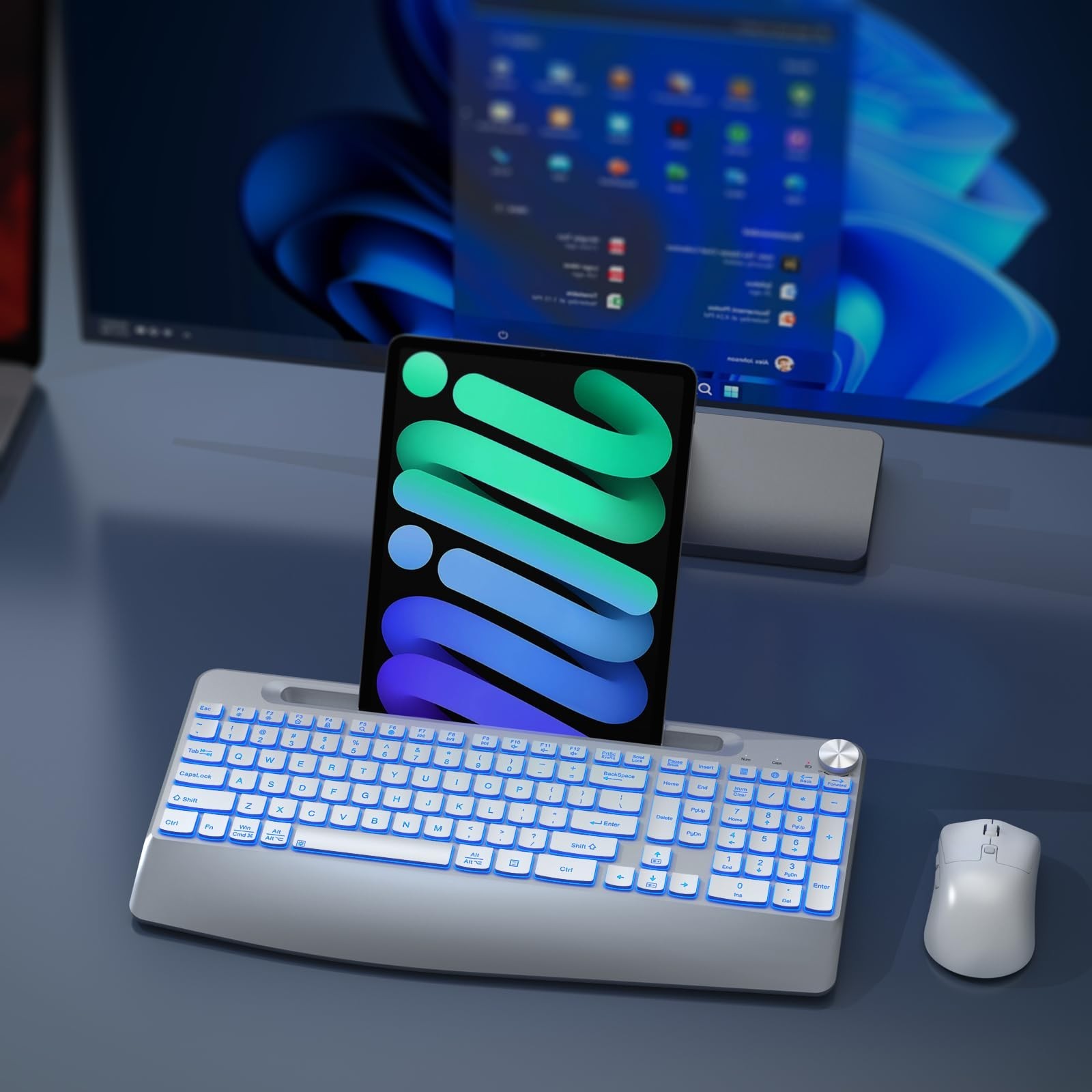 Wireless Keyboard and Mouse Backlits - Full-Sized Ergonomic Lighted Keyboard ...