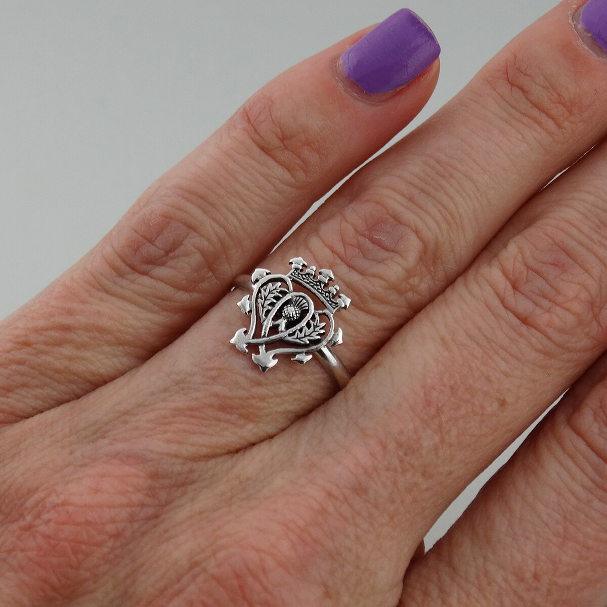 Scottish Luckenbooth Ring - 925 Sterling Silver - Hearts Crown Symbol Gift