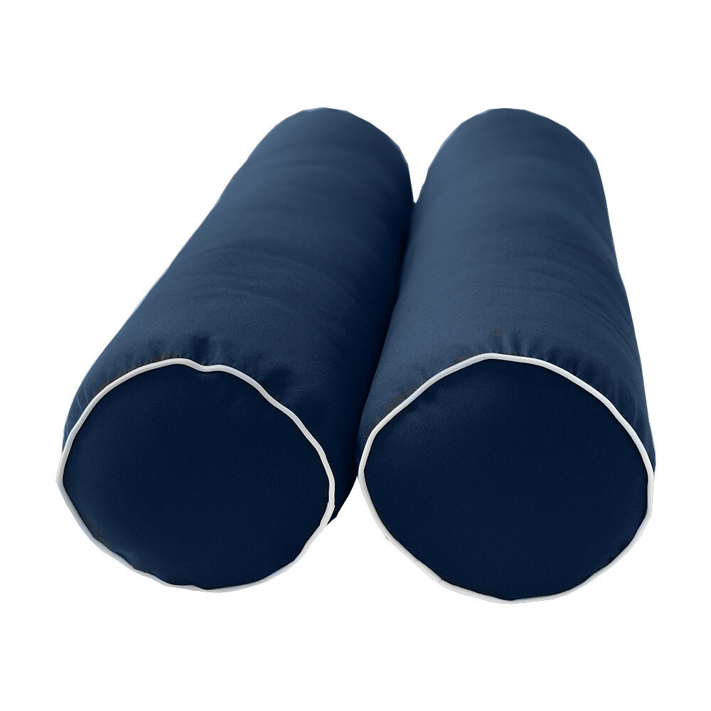 |SLIPCOVER ONLY| S3 Outdoor Bolster Back Pillow Covers Contrast Trim Full AD101