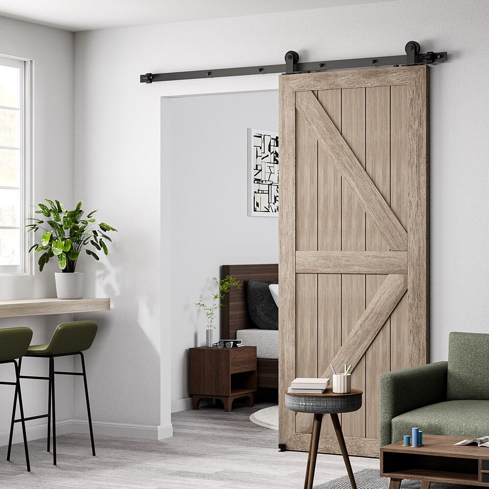 4FT-20FT Sliding Barn Door Hardware Kit Single/Double Door with Adjustable Guide