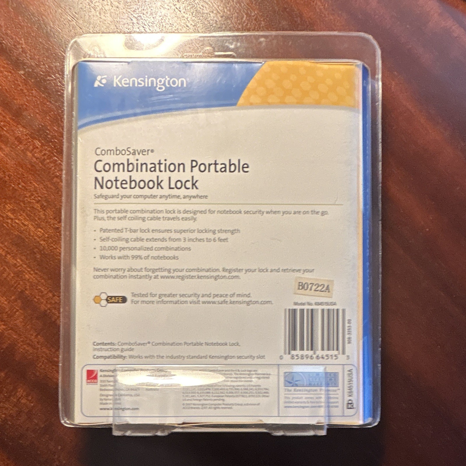 Kensington ComboSaver Combination Notebook Lock w/ Self-Coiling Cable K64560US