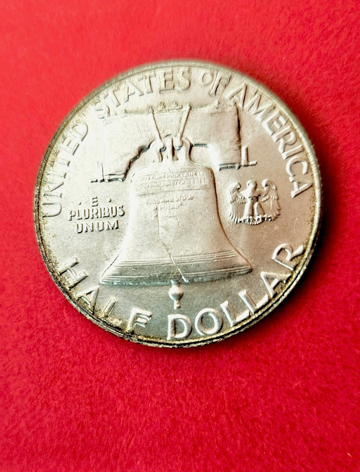 1956 Franklin Silver Half Dollar.  Toned.Uncirculated. 90% Silver.