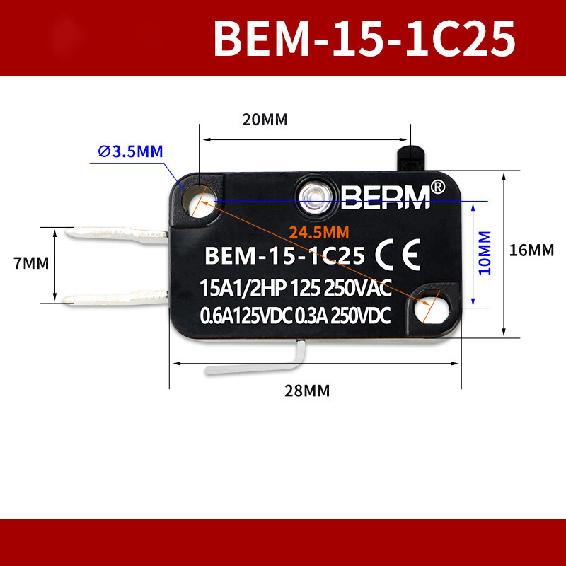 Microswitch SPDT Micro Switch Lever / Roller Micro Switch 250V 15A