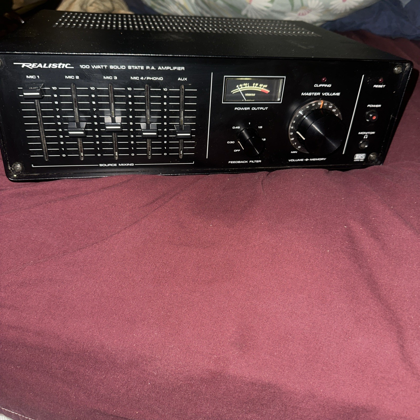 Realistic MPA-90 Model 32-2024 100W Amplifier AC 120V 60Hz, Tested & Working