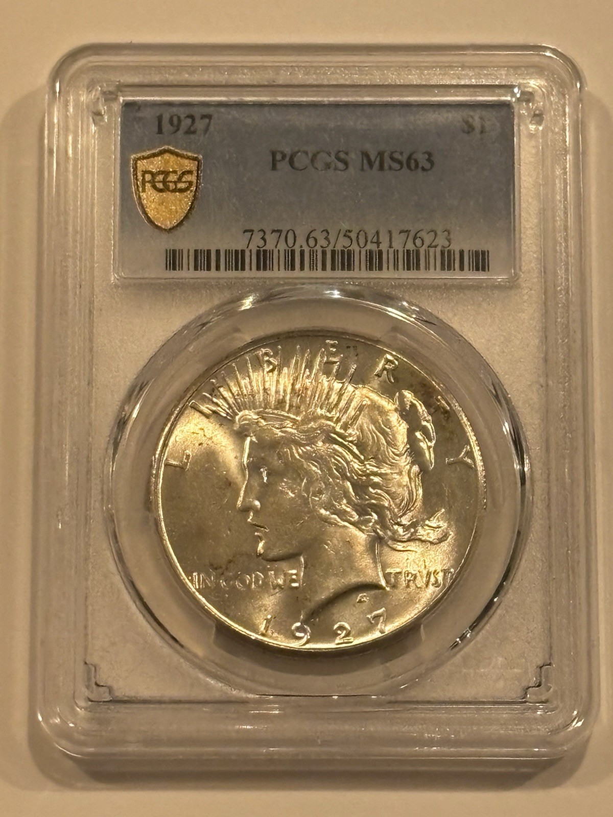 1927 Silver Peace Dollar $1 PCGS MS63