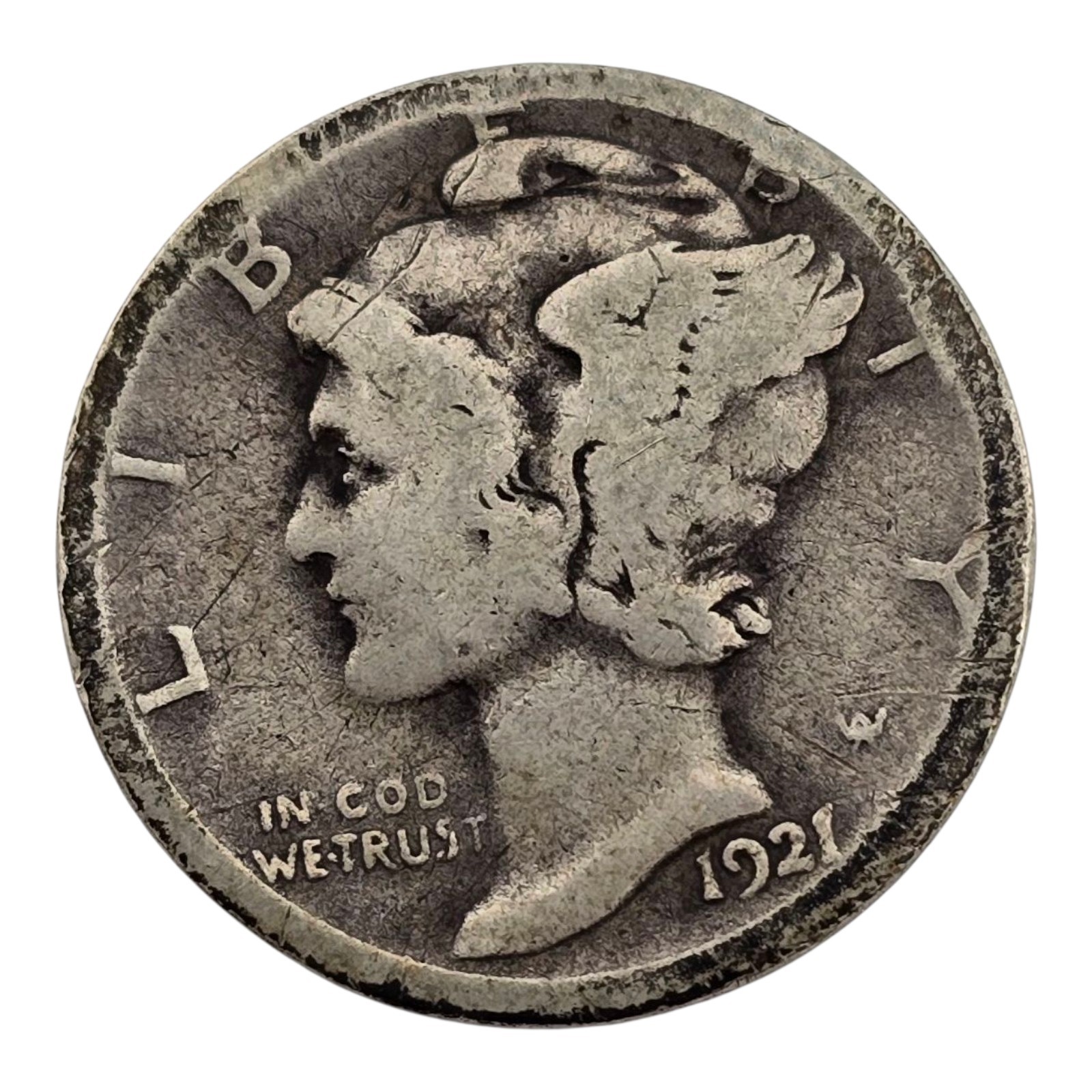 KEy DaTe 1921 D Mercury Head Dime Us Silver Coin Vg Denver Mint