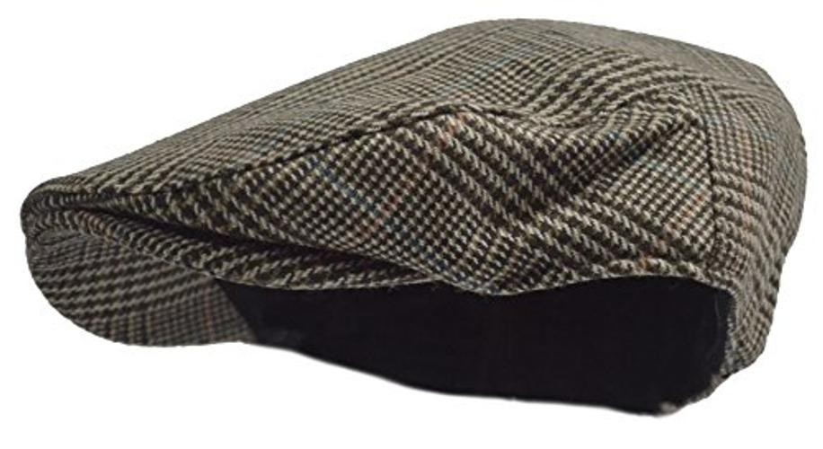 Wonderful Fashion Men's Herringbone Wool Tweed Newsboy IVY Cabbie Light Brown