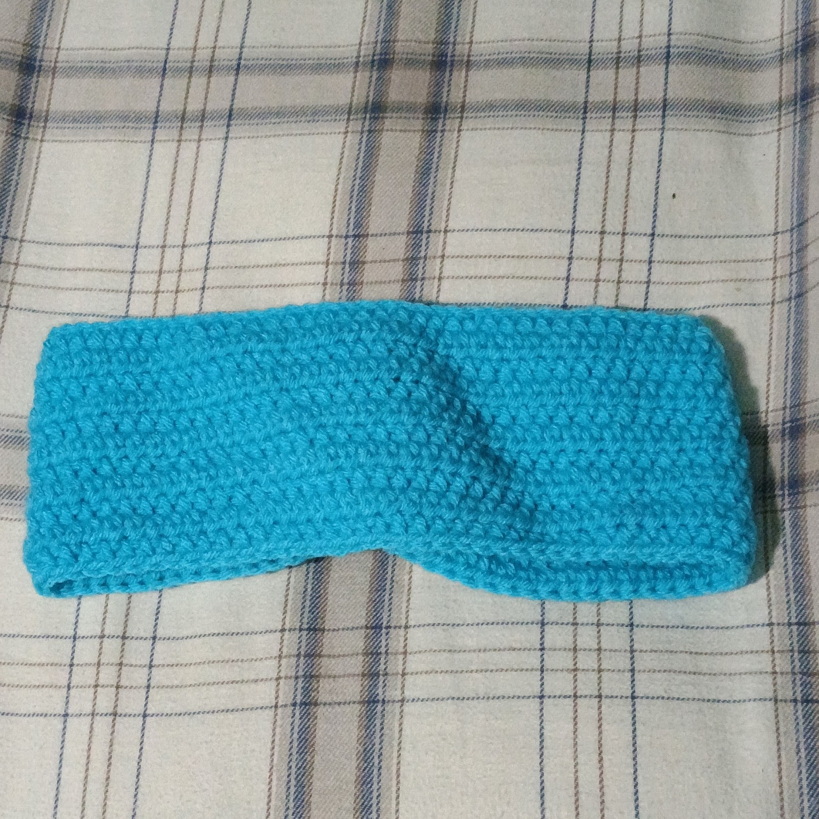 Handmade Handcrafted Turquoise Blue Crochet Headband Unique Accessory