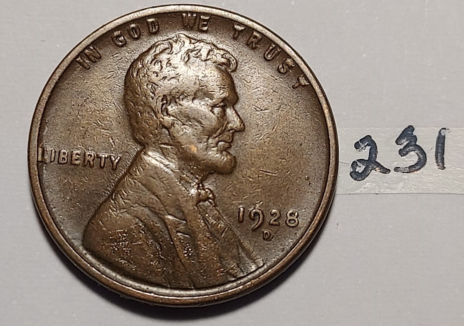 1928-D Lincoln Wheat Cent  Extremely Fine     #231