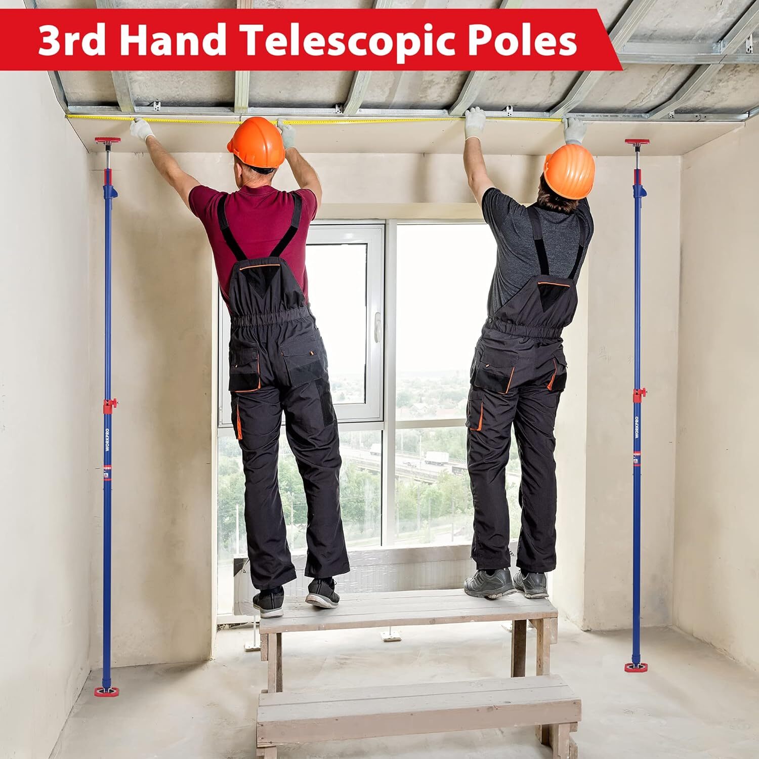 WORKPRO Cabinet Jack Support Pole 154lbs Capacity Steel Telescopic Quick Support