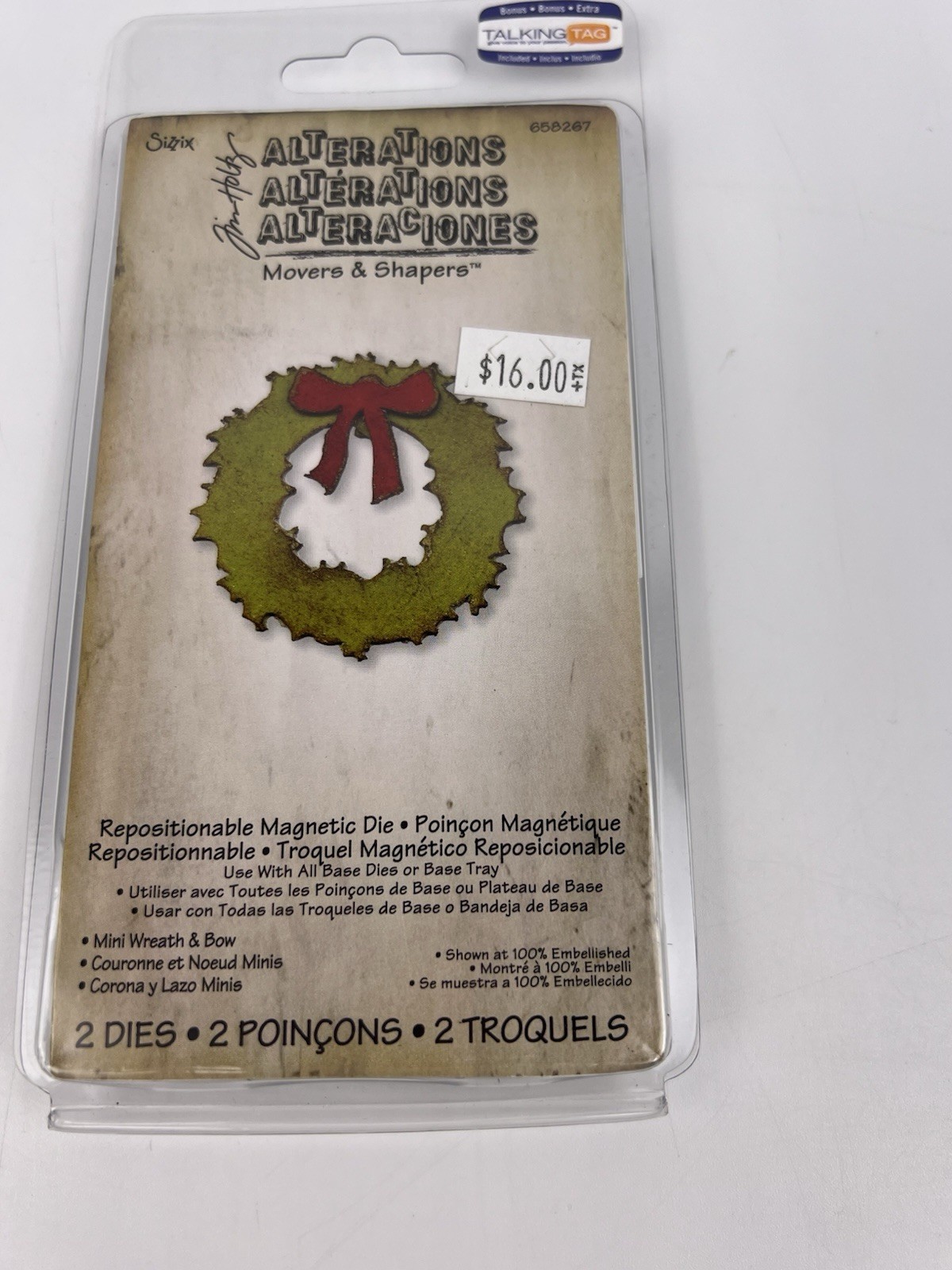 Sizzix Tim Holtz Movers & Shapers Dies - Mini Wreath & Bow Set #658267