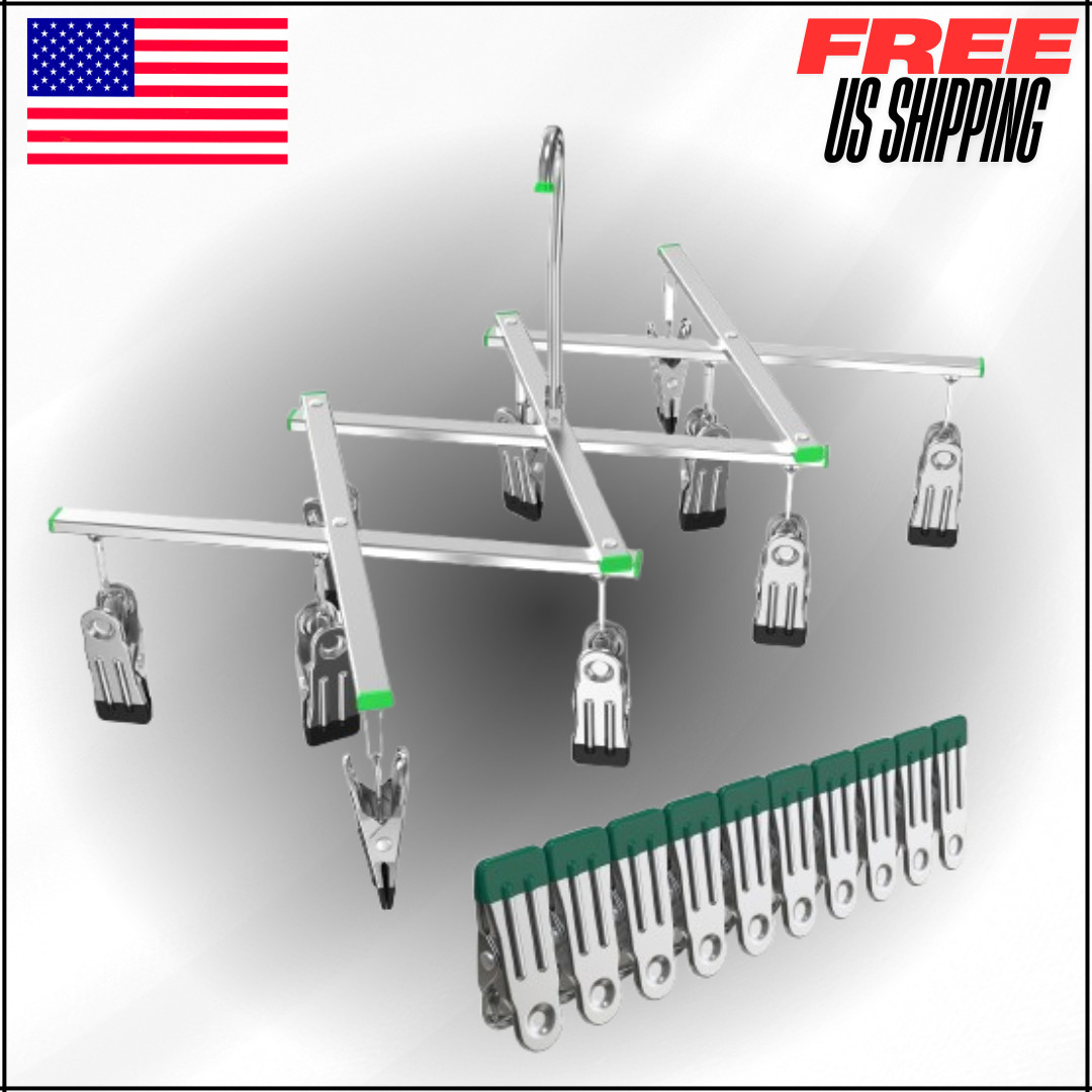 Film Negative Drying Hanging Rack Frame Windproof 10 Clips for 35mm 120 4x5"
