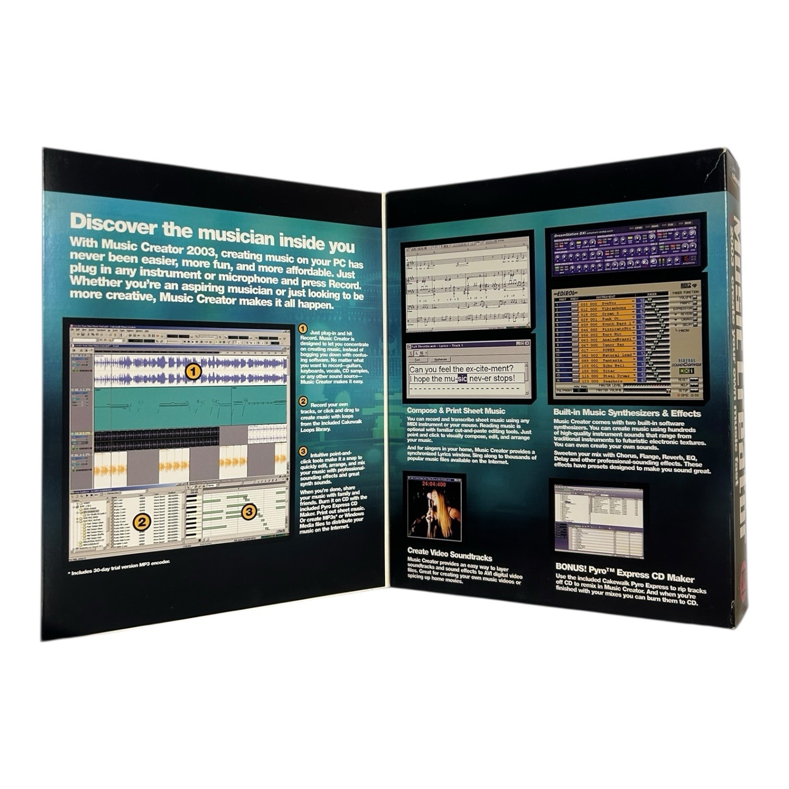 Vintage Cakewalk Music Creator PC Software CD w Serial Manual