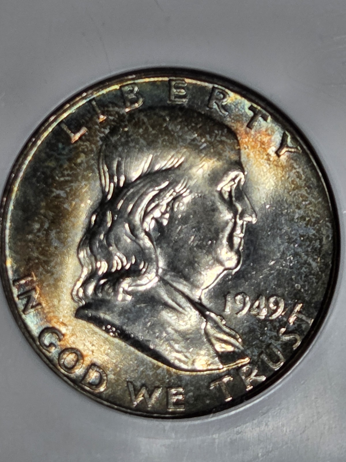 1949 50c Franklin Half NGC MS64 FBL Toned