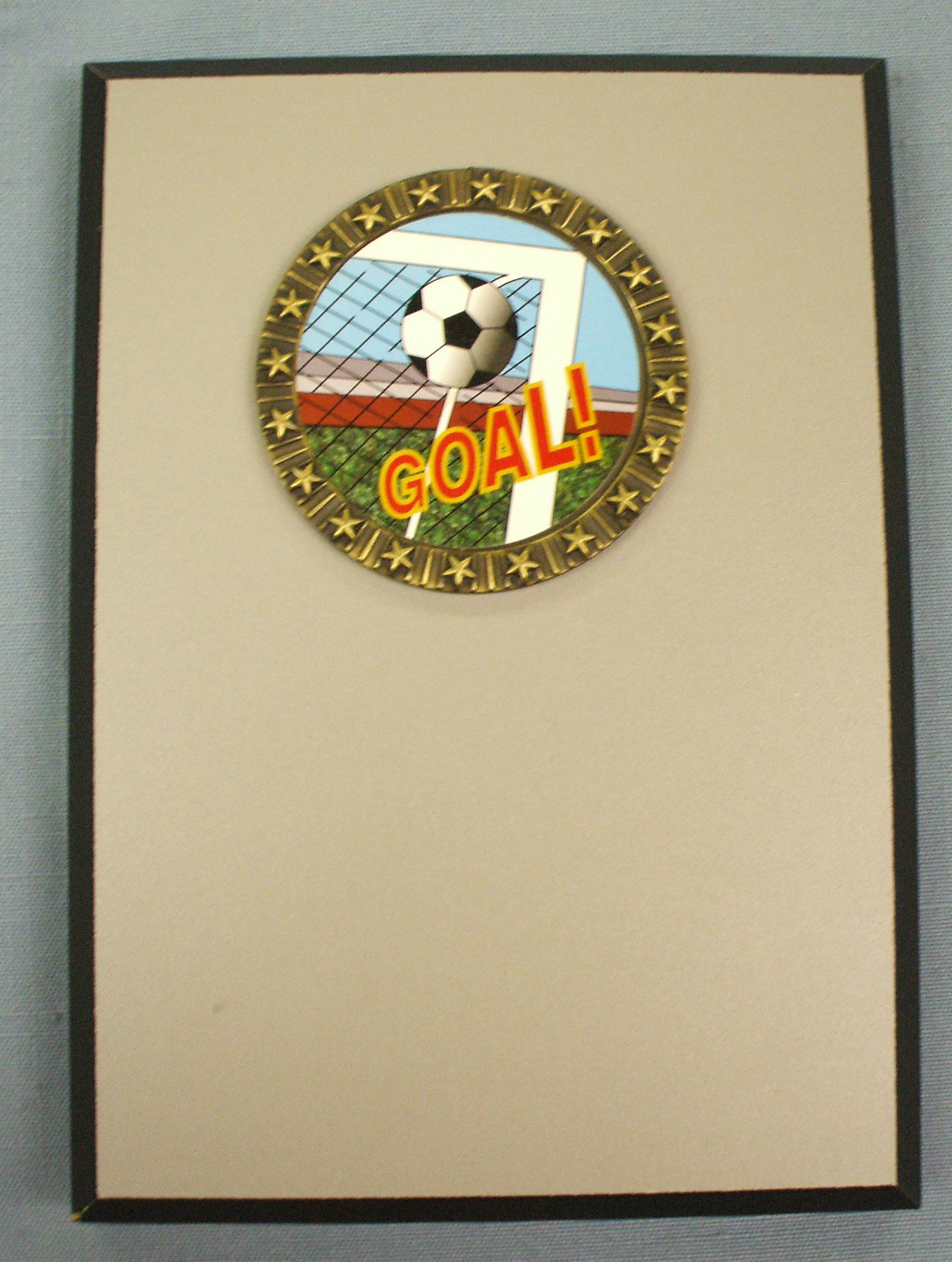 SOCCER plaque 5 x 7 award trophy full color GOAL!!! soccer ball