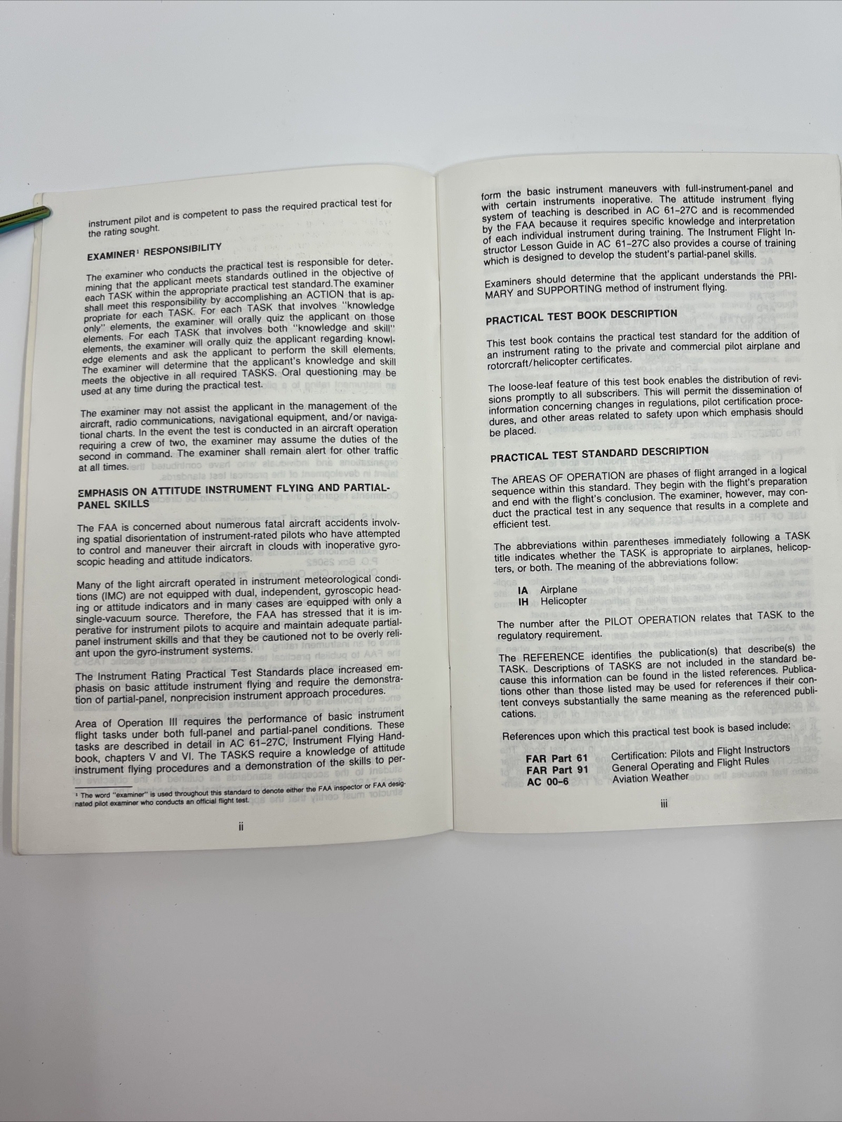 Instrument Rating Practical Test Standards for Airplane & Helicopter 1989