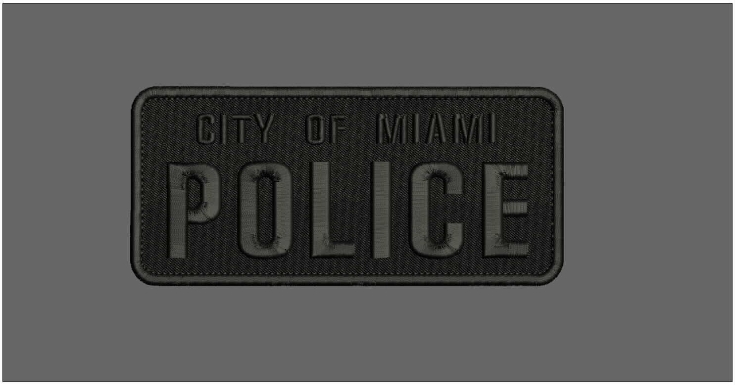 MCITY OF M POLICE EMB PATCH 3X7  HOOK ON BACK BLACK ON BLACK