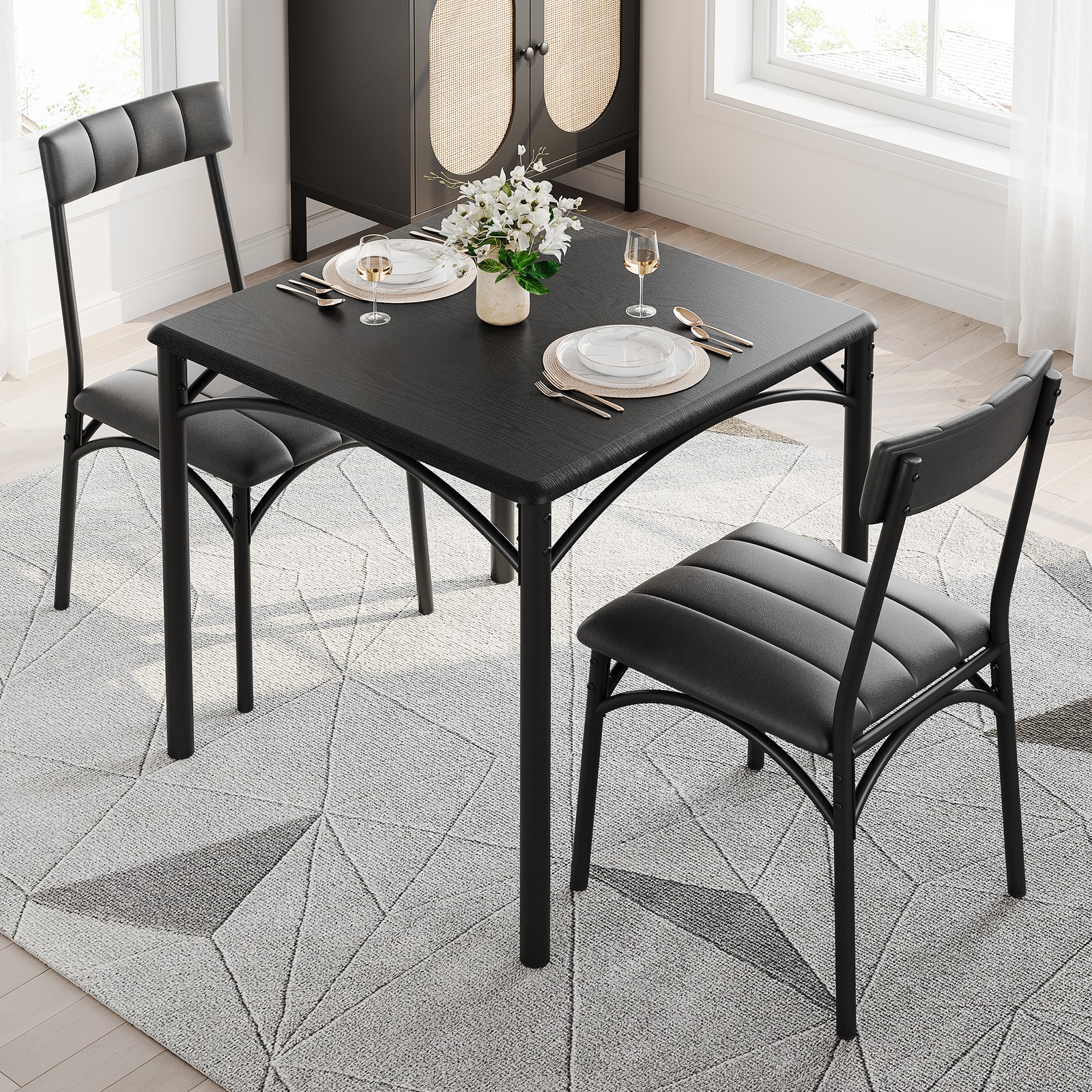 Dining Table Set Kitchen Dining Table Set for 2 W/Upholstered Chairs Apartment