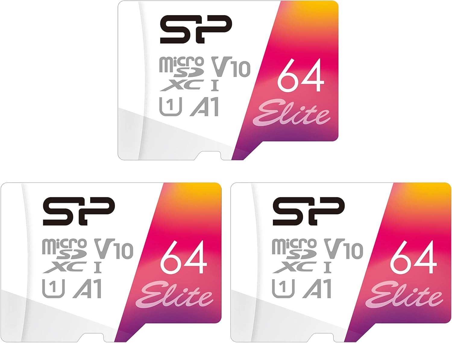 Versatile 3-Pack 64GB UHS-I Micro SDXC Cards with Adapter - Full HD Ready