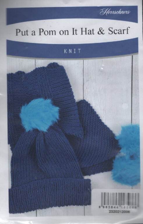 NIP!!! KNIT KIT PUT A POM ON IT HAT & SCARF (PURPLE)