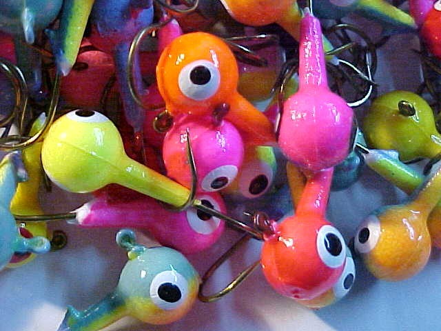 100 FLOATING OZ WALLEYE JIG HEADS 1/4 size 2 ASSORTED MIX OF COLORS