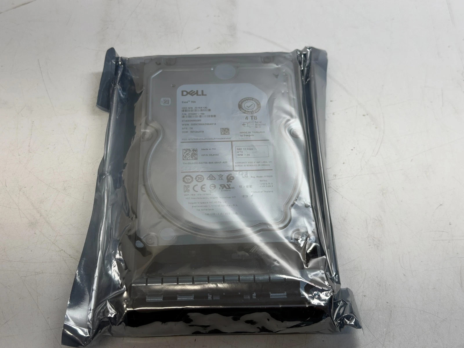 5JH5X ST4000NM0295 Dell 4TB 7200RPM 12Gbps 3.5" SAS HDD Hard Drive GEN14/Caddy