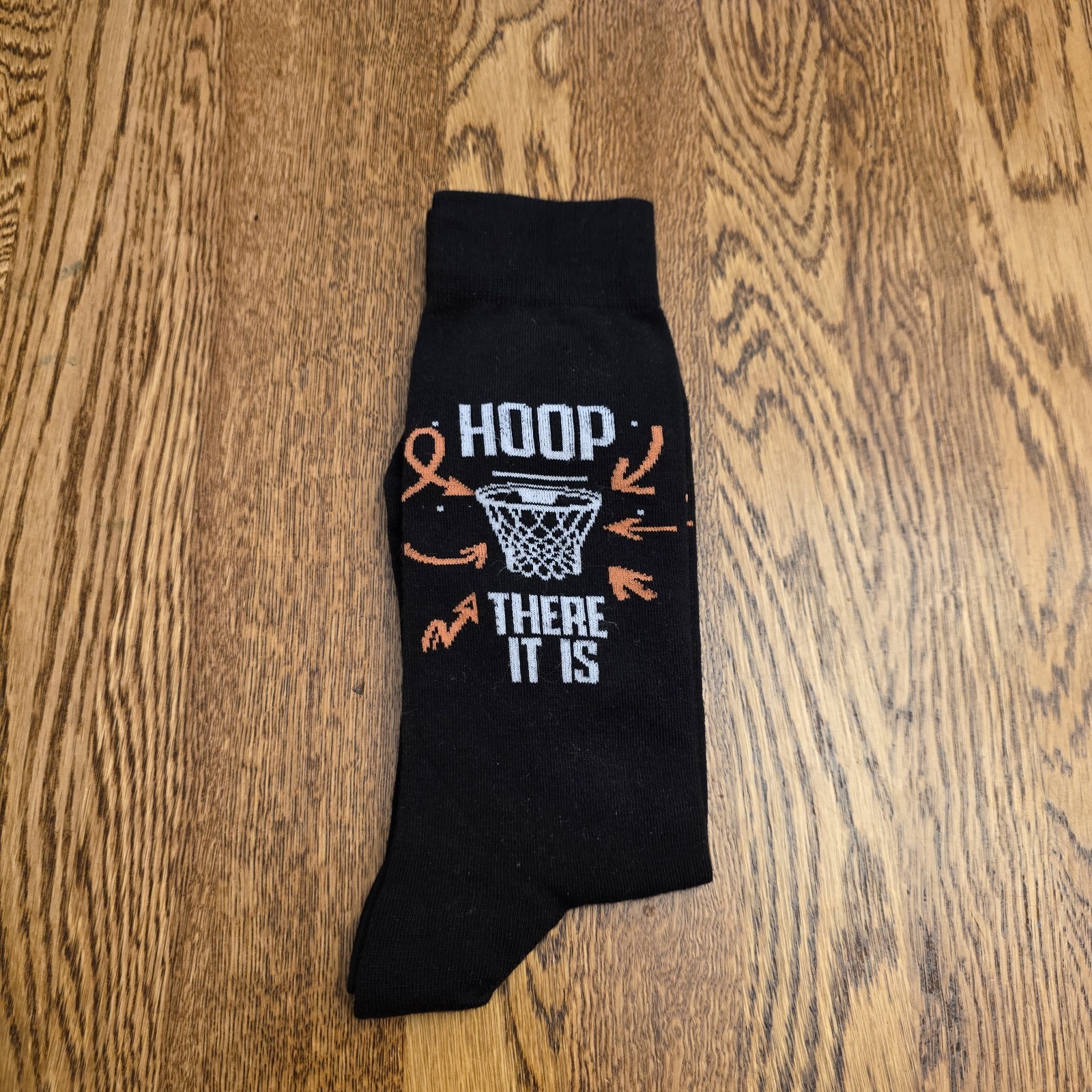 K. Bell Men's Hoop There It Is Crew Socks 1 Pair Black Basketball Gift Stocking