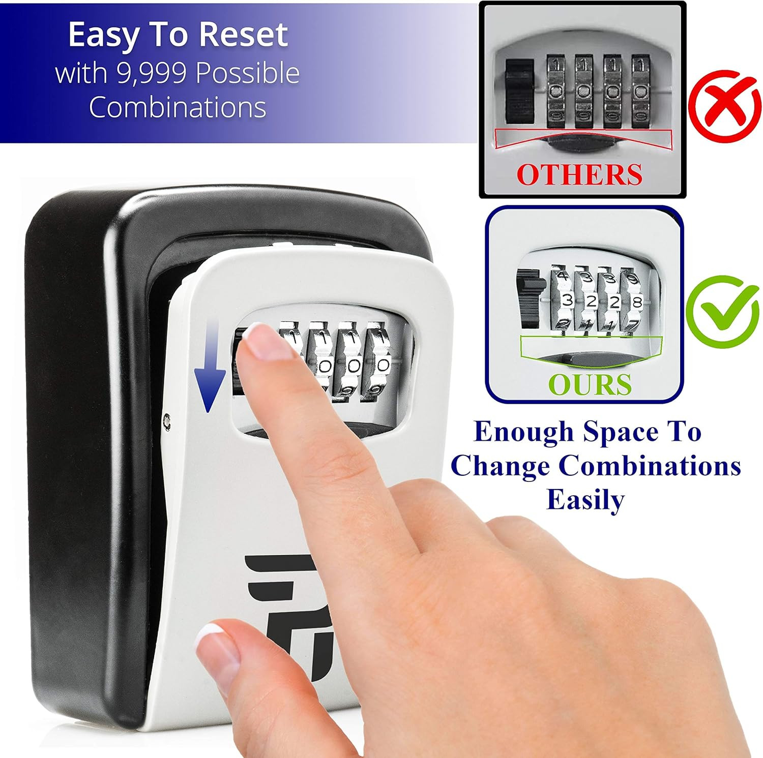 Lock Box for Keys with Code - Wall Mount Spare Key Lockbox Outdoor - Combination