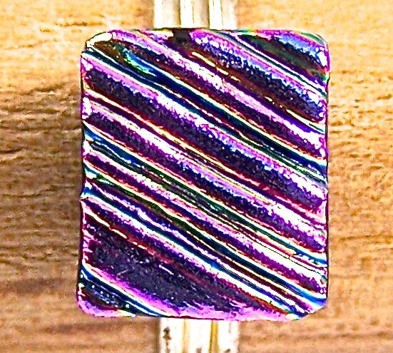 Dichroic Glass Ring Adjustable Pink Purple Magenta Ripple Wavy Texture Tiny 1/4"