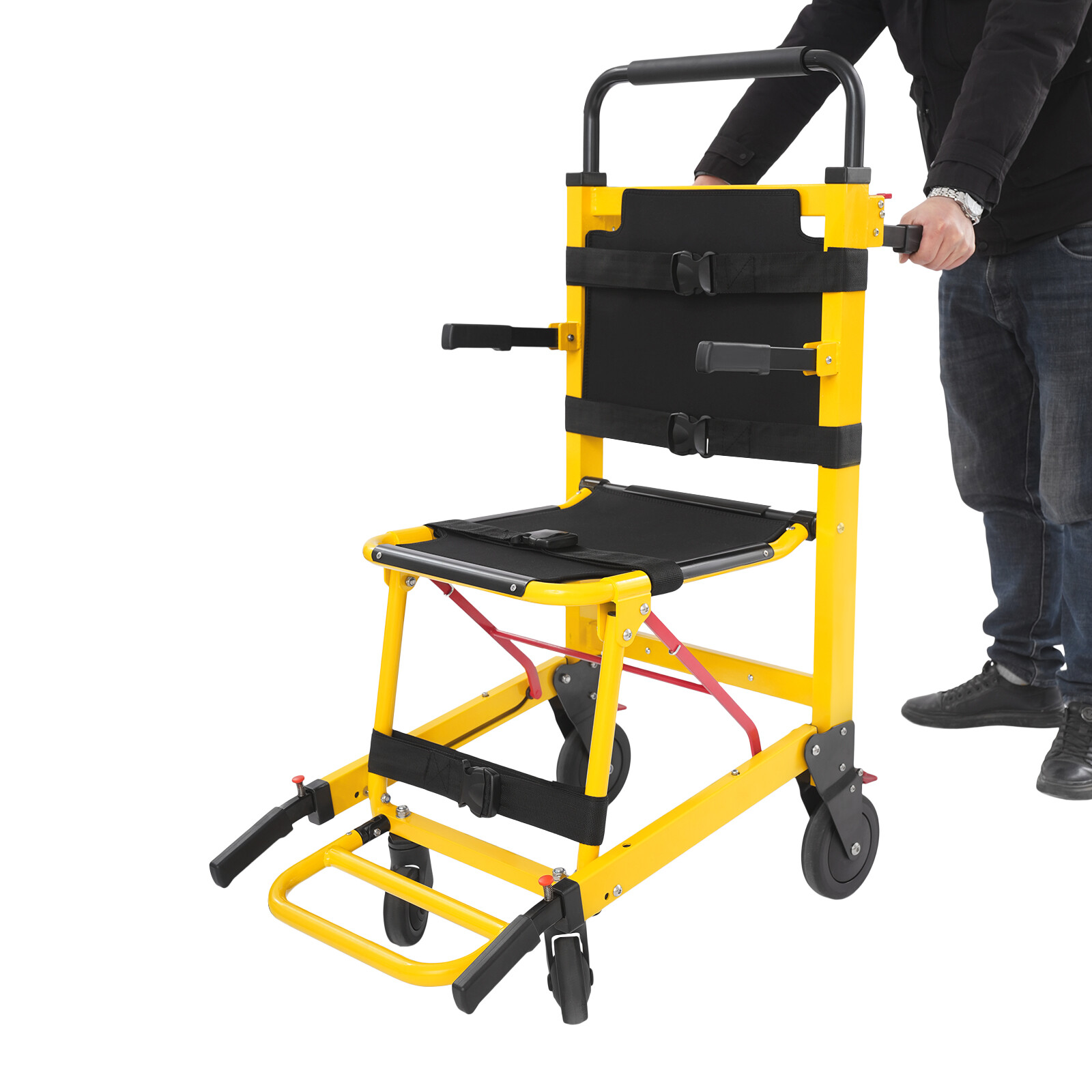 Folding 4-Wheel Evacuation Chair EMS Medical Emergency Patient Transfer Chair US