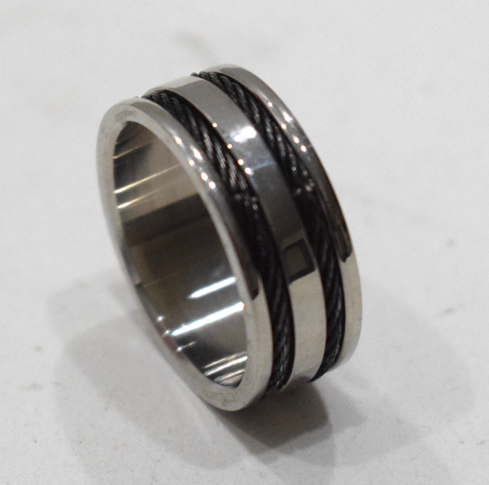 Ring Stainless Steel Black Mesh Band Ring