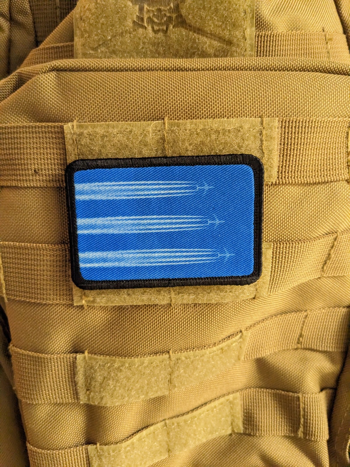 Chemtrails conspiracy morale patch 2"x3" hook & loop tactical tan